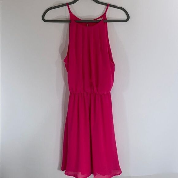 Lush Hot Pink Halter Dress Size Small - Picture 4 of 14